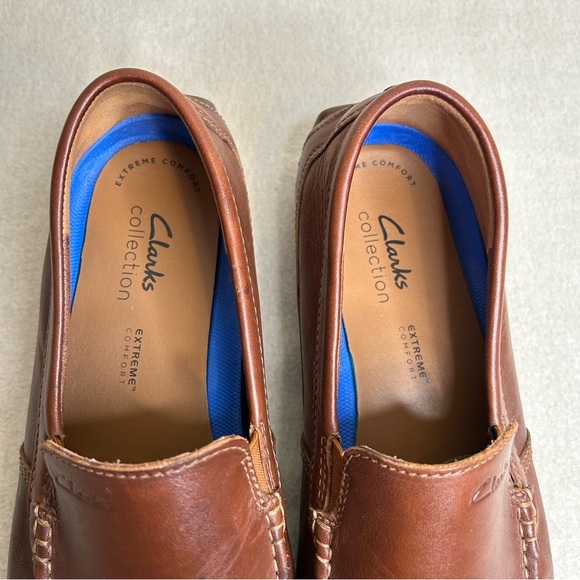 Clarks Men’s Markman Plain‎ Dark Tan Leather Casual Loafers size 11.5M - Picture 5 of 9